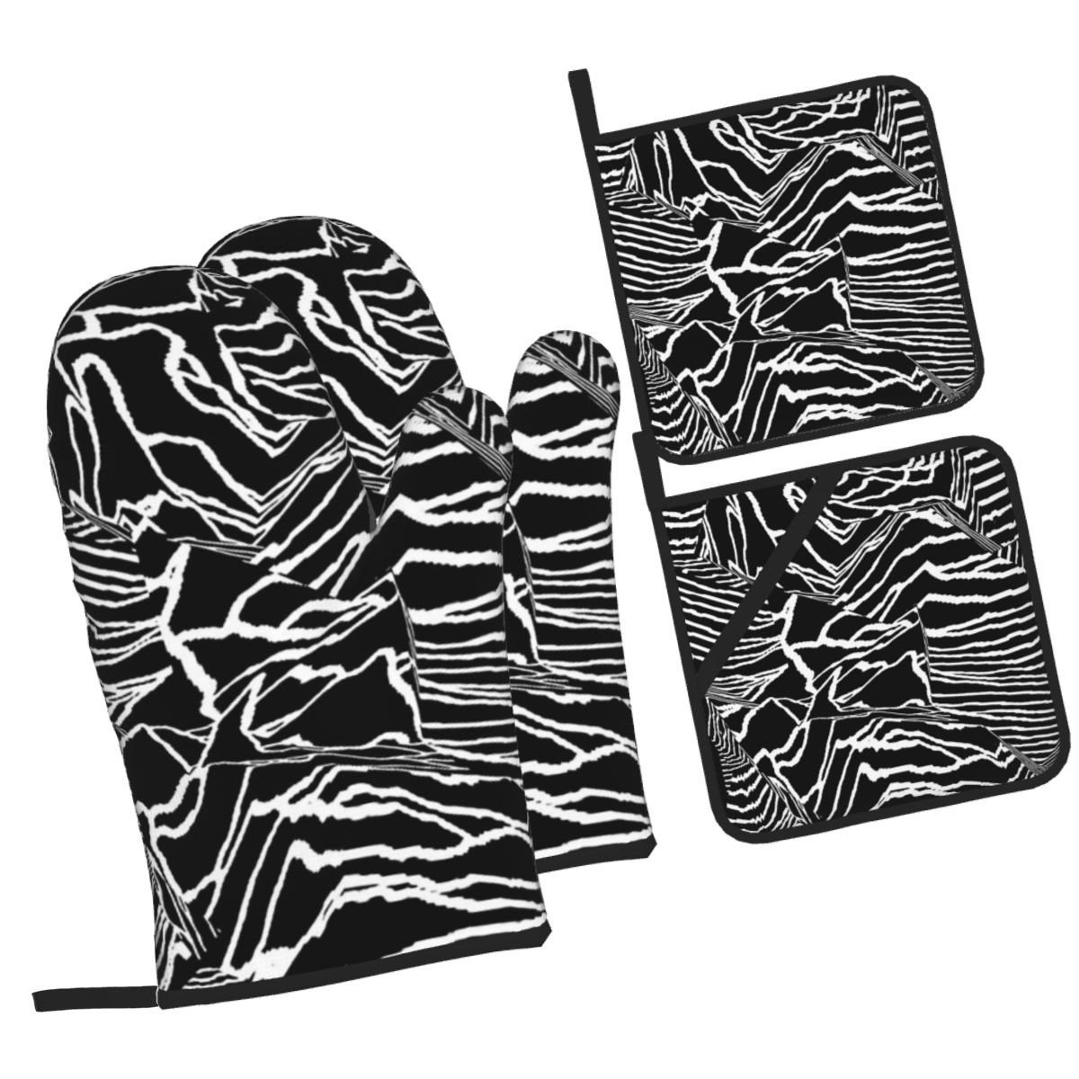 Kitchen Baking Pan Set - Joy Division Unknown Pleasures オーブンミットと鍋つかみ 4