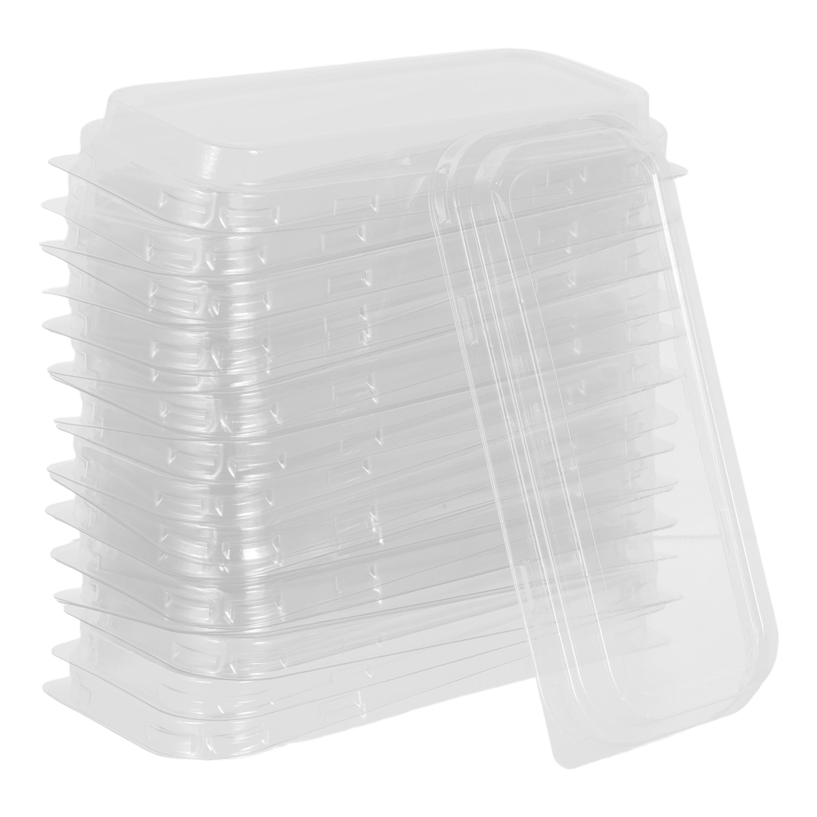 Kitchen Baking Pan - 50個入り プラスチック製パン蓋 - 透明な長方形ケーキパンカバー 19.5x7.5x2.5cm 省スペースでおしゃれなデザイン