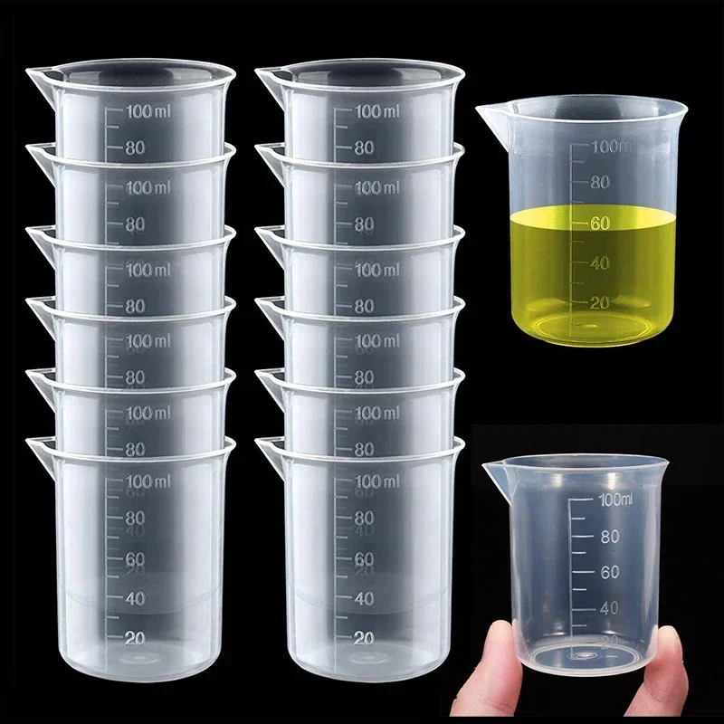 Kitchen Baking Containers - 100 ミリリットル計量カップ透明プラスチックスケールビーカーカップラボ化学実験室容器水差しキッチンベーキングツール