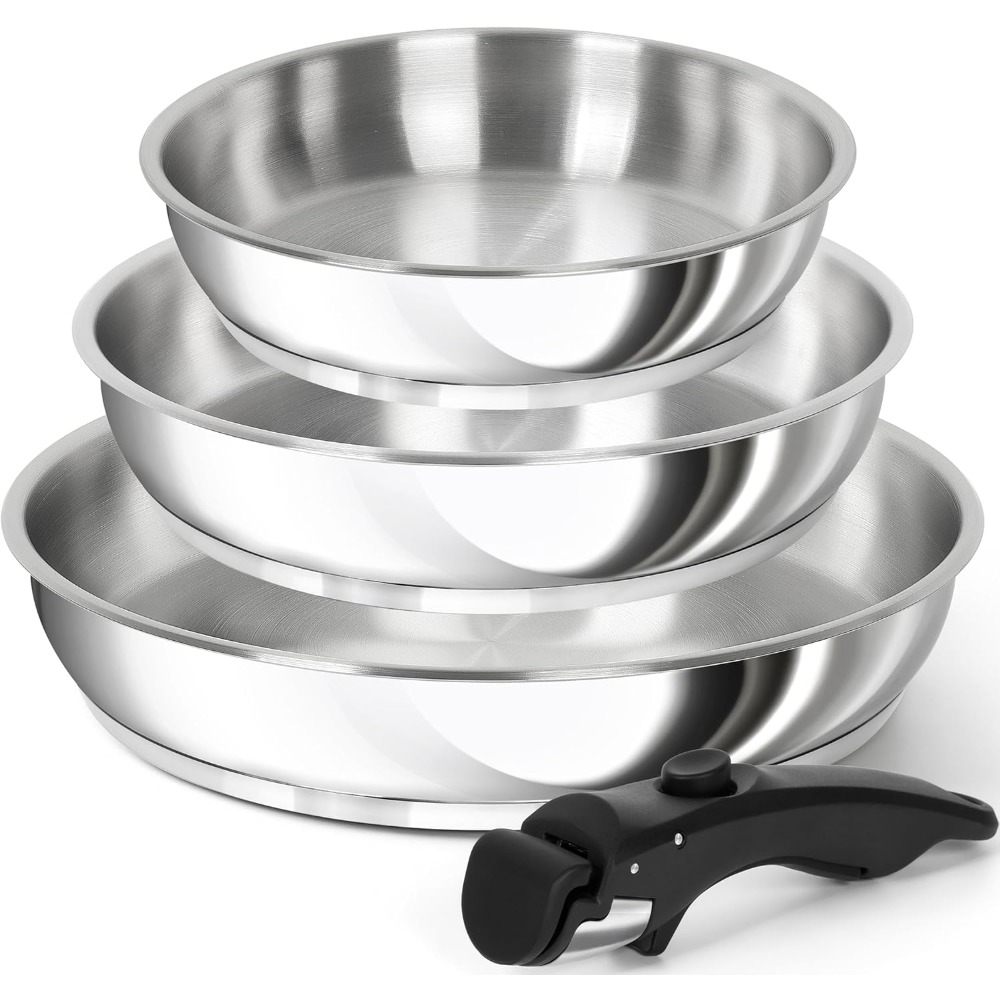 Kitchen Baking Pan Set - ミケランジェロ ステンレス製フライパンセット 取り外し可能なハンドル付き調理用フライパン 三層構造ステンレス製フライパンセット