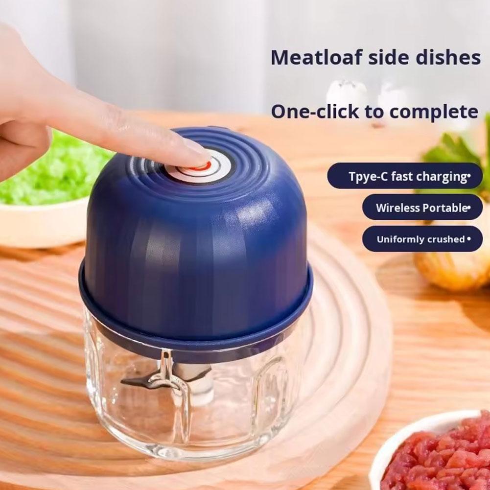 Miniature Baking Kitchen - ミニ電動ガーリックチョッパー ポータブルUSB充電式フードプロセッサー 防水野菜・玉ねぎ・肉用グラインダー BPAフリー キッチンツール