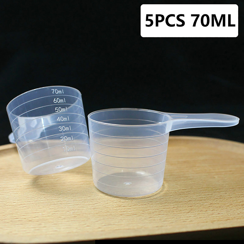 Kitchen Baking Containers - スケール付き透明プラスチック測定カップ、ミキシングジャー、コンテナ、食品、キッチンベーキングツール、ベーカリー、70ml、5個