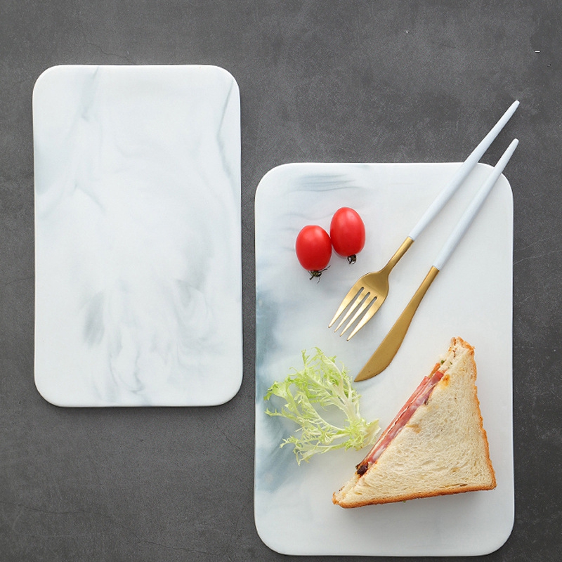 Rolling Pin Marble - チーズクラッカーと寿司用の大理石のまな板、セラミック長方形プレート、収納トレイ、食品容器、食器