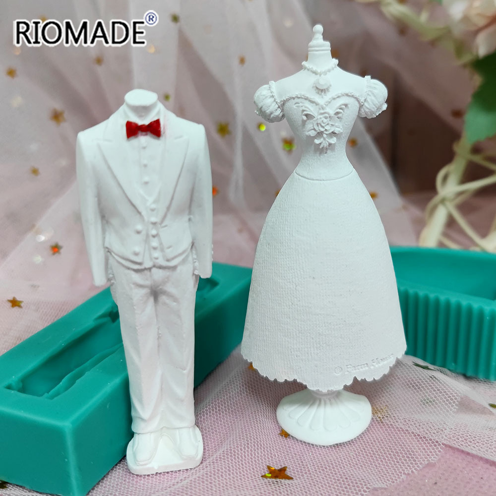 Kitchen Baking Decor - ウェディングドレスシリコンモールド結婚スタイルフォンダンケーキデコレーションツールチョコレートムースシュガーキッチンベーキング石膏エポキシモールド