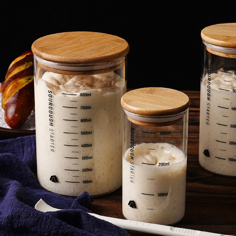 Kitchen Baking Containers - サワードウ発酵瓶キッチンベーキングアクセサリー実用的なガラス発酵瓶広口サワードウスターター容器
