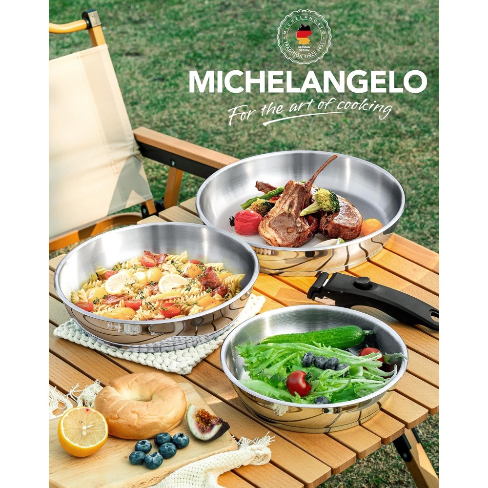 ミケランジェロ ステンレス製フライパンセット 取り外し可能な - Kitchen Baking Pan Set のレビューと価格