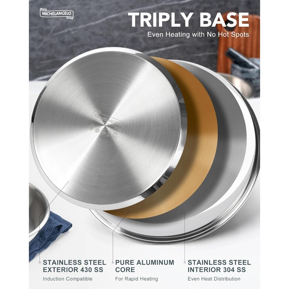 ミケランジェロ ステンレス製フライパンセット 取り外し可能な - Kitchen Baking Pan Set のレビューと価格