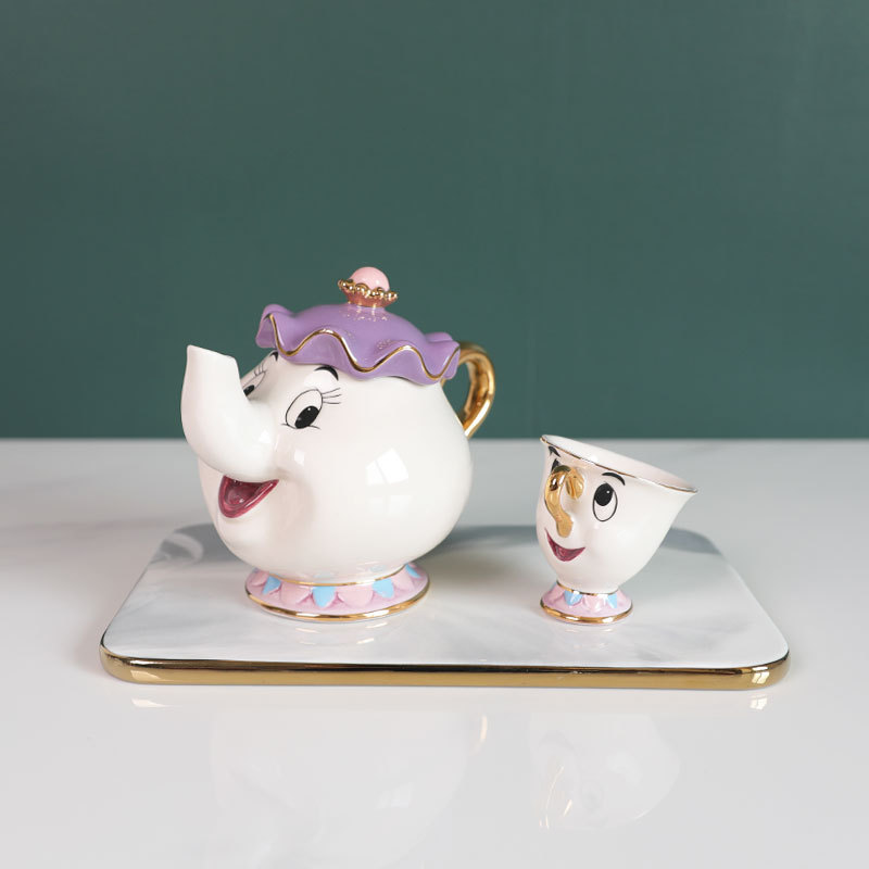ホットティーポット漫画美女と野獣コーヒーポットマグカップミセ - Kitchen Baking Pan Set のレビューと価格