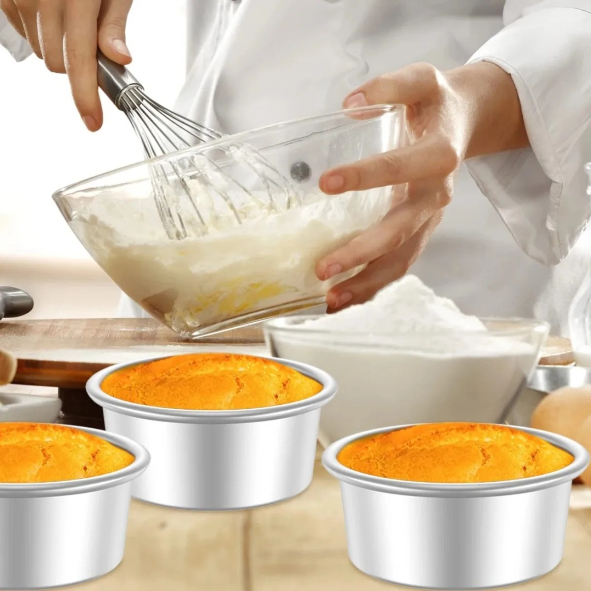 固定底ケーキ型セット アルミ製ノンスティック 4/6/8/1 - Kitchen Baking Pan Set のレビューと価格