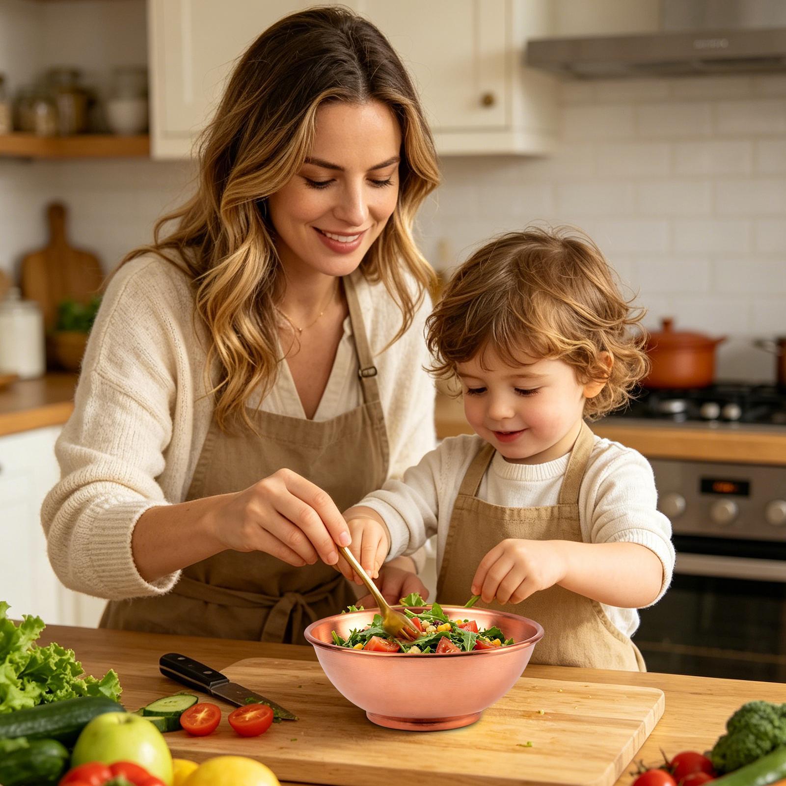 銅製ボウル 大型保存容器 サラダ用銅製皿 家庭用サービング  - Kitchen Baking Containers のレビューと価格