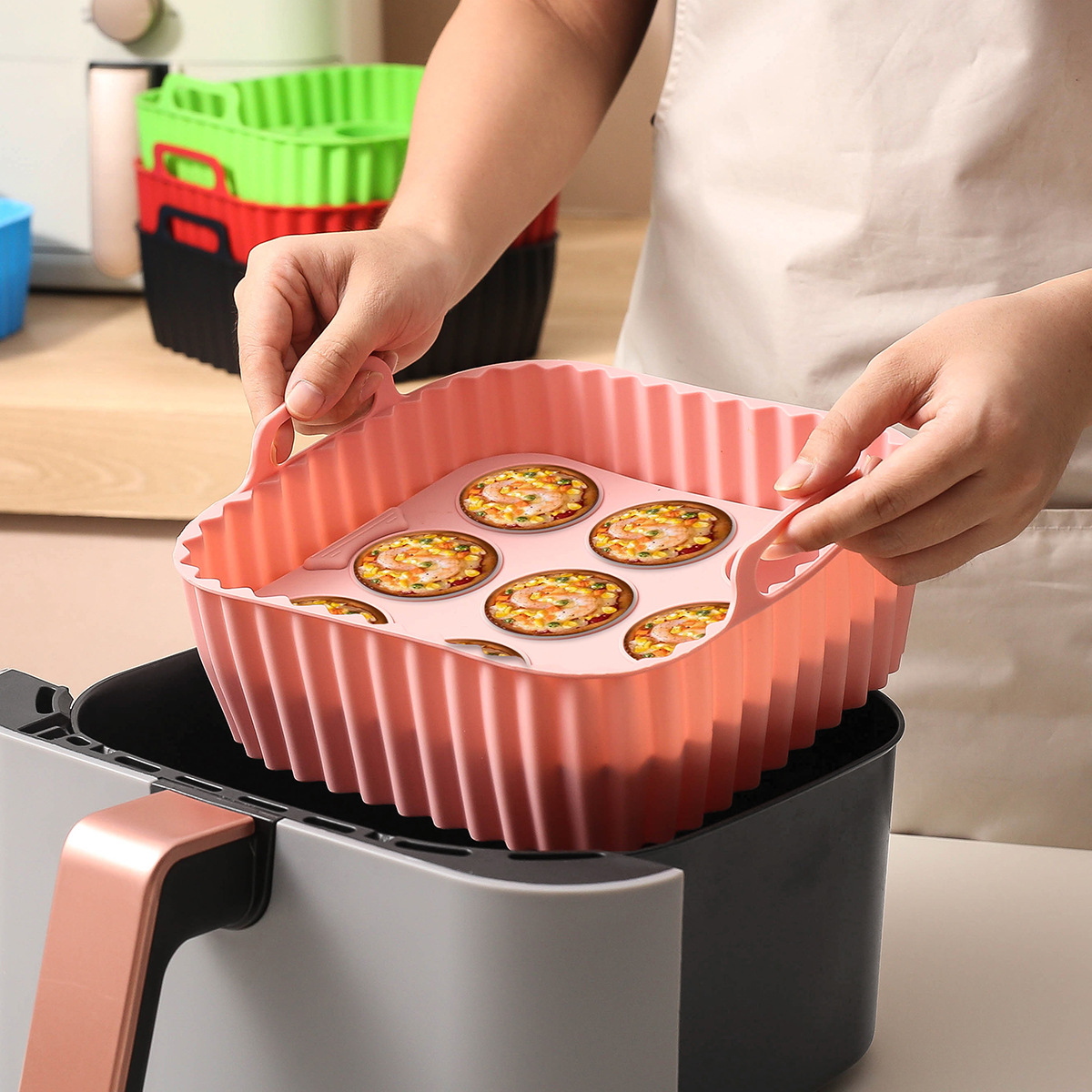 2個入りシリコンエアフライヤーライナー＆マフィンパンセット、 - Kitchen Baking Pan Set のレビューと価格