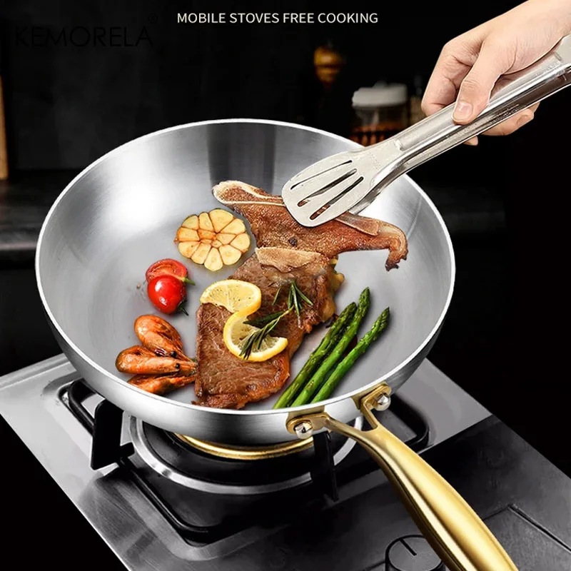 3個セット 316ステンレス鋼 ゴールドハンドル フライパン - Kitchen Baking Pan Set のレビューと価格