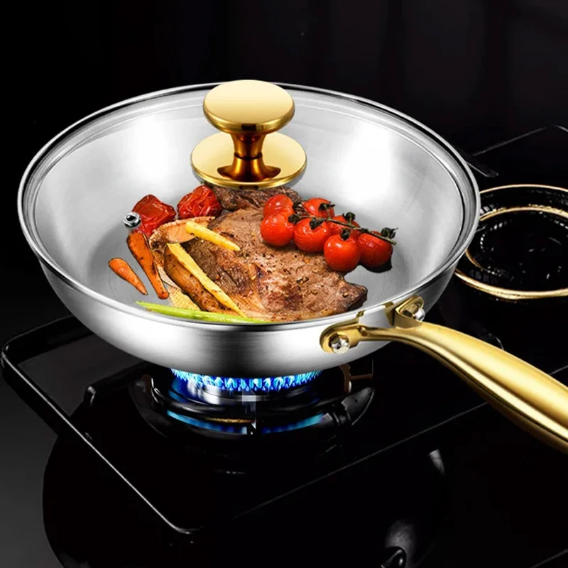 3個セット 316ステンレス鋼 ゴールドハンドル フライパン - Kitchen Baking Pan Set のレビューと価格