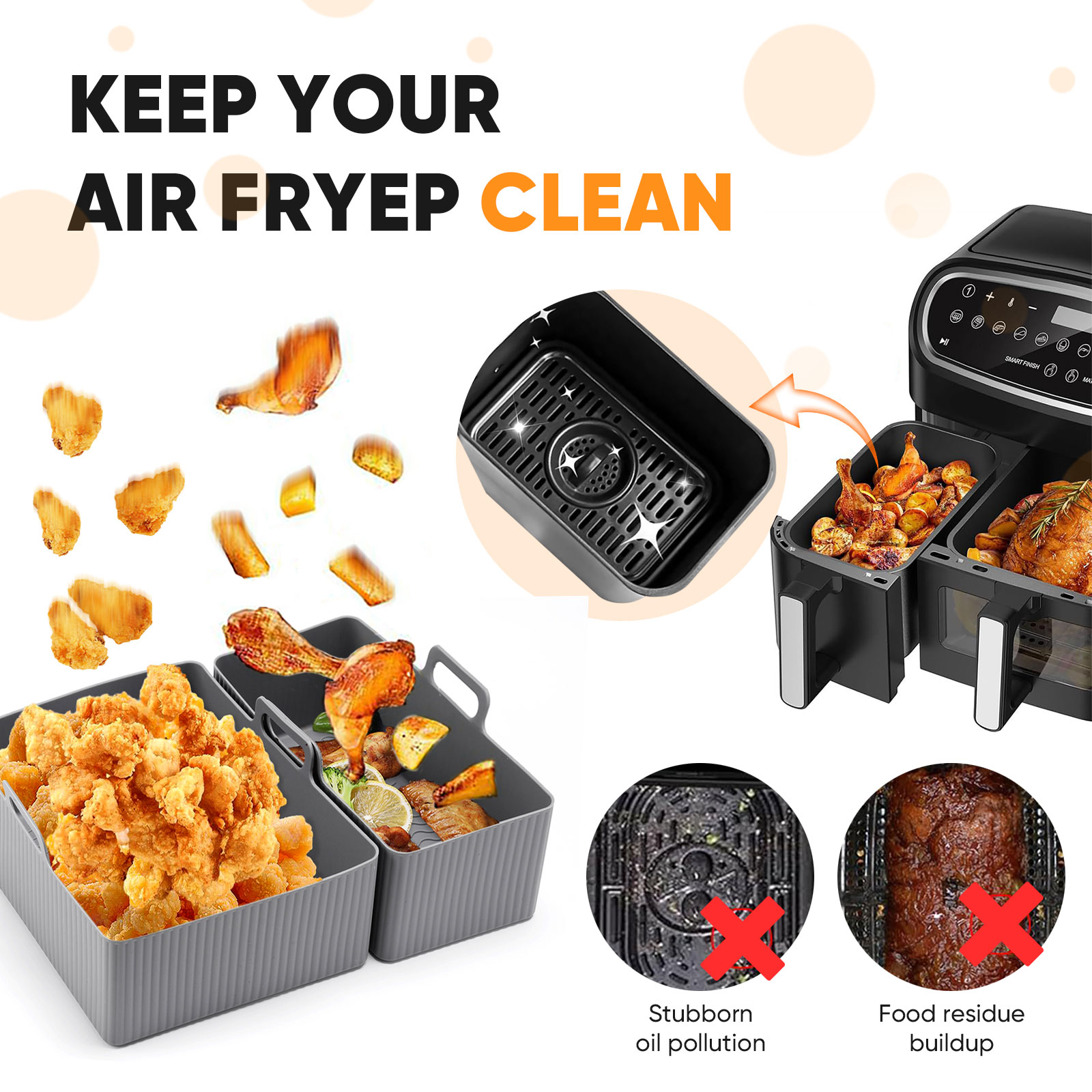 再利用可能なシリコンエアフライヤーマット、ベーキングパン型、 - Kitchen Baking Pan Set のレビューと価格