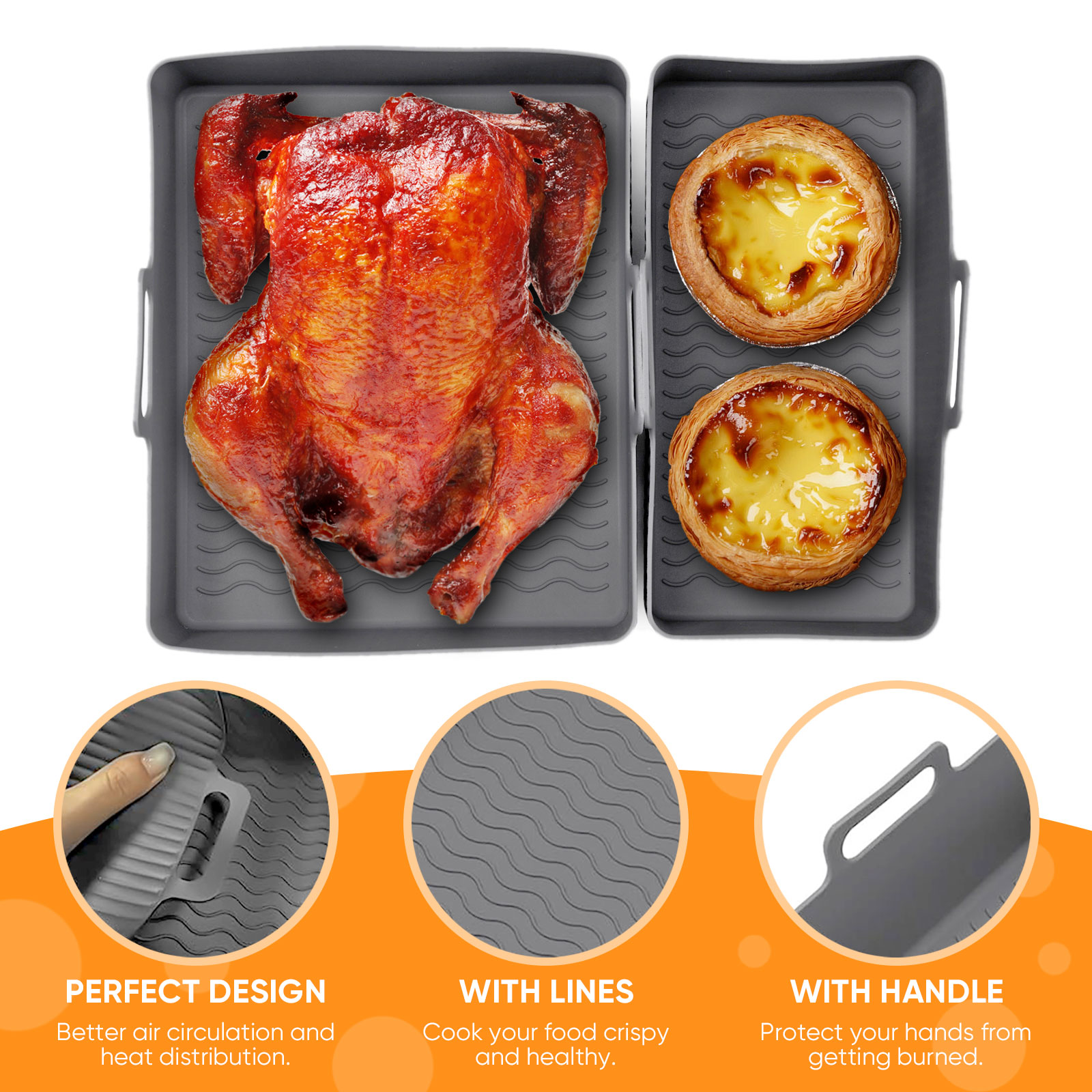 再利用可能なシリコンエアフライヤーマット、ベーキングパン型、 - Kitchen Baking Pan Set のレビューと価格
